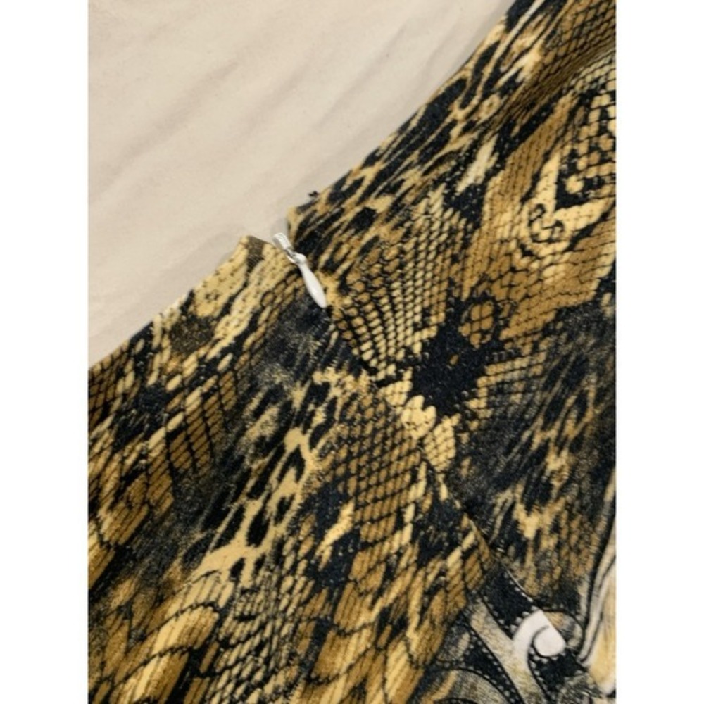 Y2K Cache Animal Print Bodycon Dress XL Ruched Side Sleeveless Spandex USA Made - Picture 8 of 11